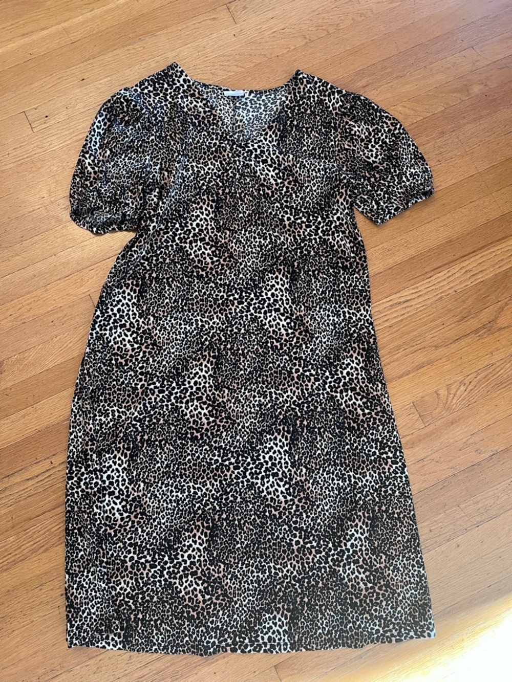 H&M Leopard Print Midi Dress in Brown and Black